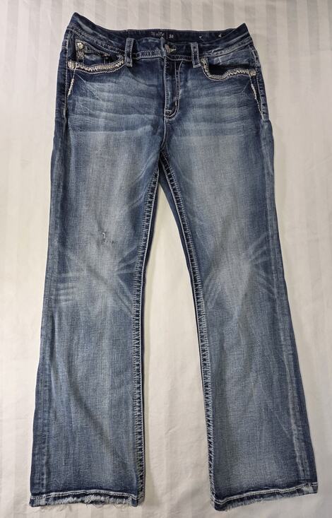 Miss Me Denim - Miss Me Bootcut Jeans Size 30 Thick Stitch Fading Distressed Y2K Boho Western